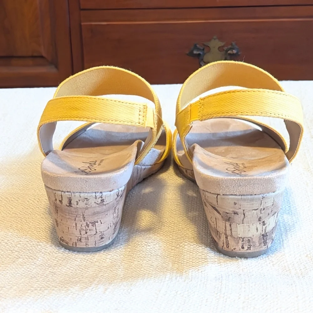 NIB Wide Life Stride Maldives Marigold Cork Wedge Shoes